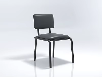 Single Black Leather Chair Modern Design With Metal Frame Structure 3d model