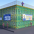 Full Enclosed Construction Scaffolding With Safety Protection Mesh And Standard Site Safety Warning Signs