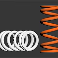White And Orange Spiral Coil Springs With Industrial Design Features For Machinery Use