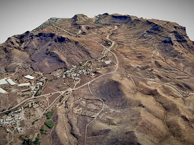Breathtaking Mountain Landscape With Winding Road Through Valley And Small Village 3d model