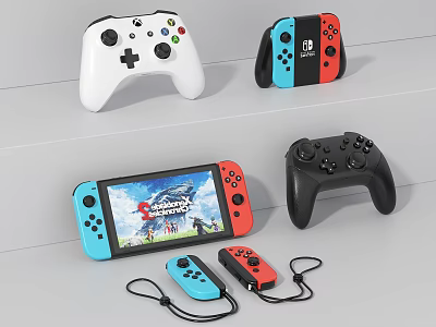 Different Types of Gaming Entertainment Electronics Including Controllers Console and Accessories 3d model