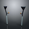Pair of Adjustable Medical Crutches With Black Top Gray Shaft Orange Accents