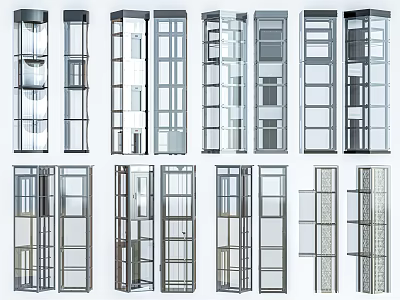 Modern Glass Elevator Designs With Stainless Steel Frames And Varied Styles 3d model