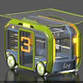 Futuristic Green And Blue Car With Transparent Roof Side Number 3 And X Marked Wheels
