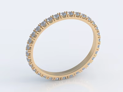 Elegant Gold Eternity Ring With Sparkling Diamonds In Full Circle Design 3d model