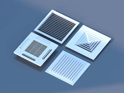 White Square Air Vent Covers With Various Grid Patterns For Home Application 3d model