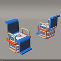 Blue Leisure Chairs With Modern Design Orange White Stripes And Armrests
