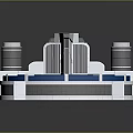 Modern Industrial Equipment Structure with Circular Base Cylindrical Module and Blue White Panels 3d model