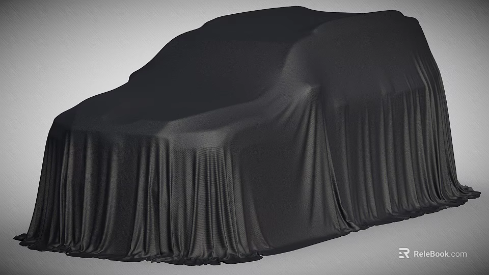 Mysterious Covered Car With Full Body Black Cloth Covering Vehicle Exterior 3d model 