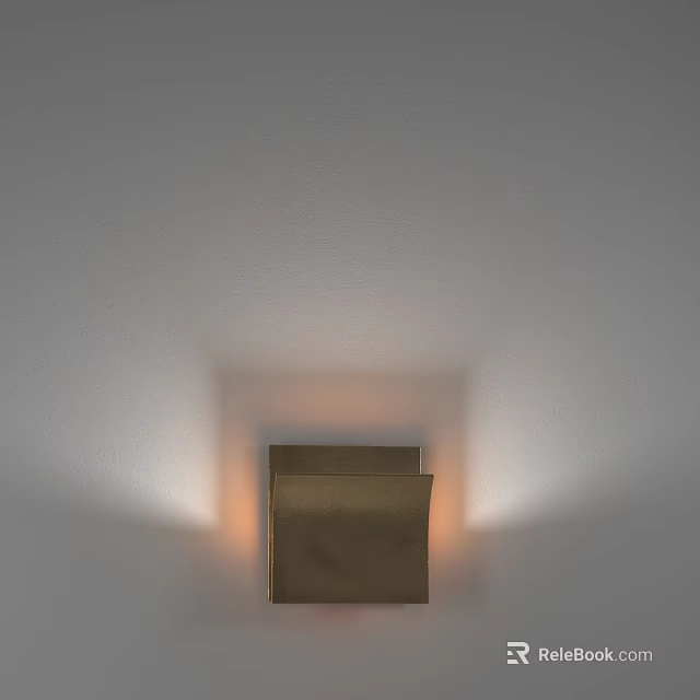 Modern Brass Wall Lamp Mounted On White Wall With Warm Light And Sleek Design 3d model 