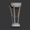 Elegant Trophy Design With Silver Cup Body Golden Interior Supporting Ladder Structure And Red Base