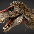 Realistic Tyrannosaurus Rex Head With Open Mouth Sharp Teeth Spikes And Rough Skin