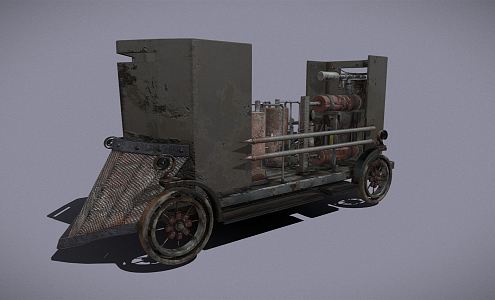 Industrial LOFT train flamethrower car 3d model