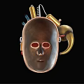 Steampunk Mask Design With Mechanical Parts Horn Gears And Goggles In Bronze Gold Metallic Texture