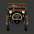 Vintage Open Top Car With Brown Leather Seats And Yellow Spoked Wheels