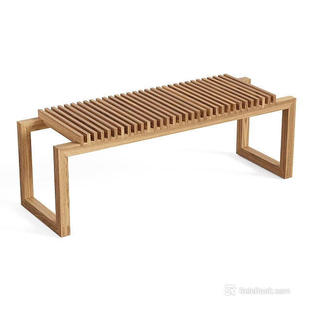 Outdoor Wooden Chair With Slatted Seat Simple Design And Sturdy Structure For Garden Use 3d model 