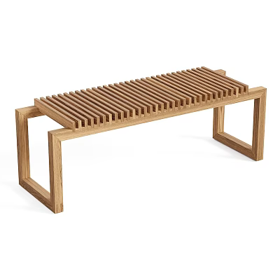 Outdoor Wooden Chair With Slatted Seat Simple Design And Sturdy Structure For Garden Use 3d model