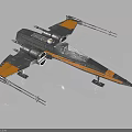 Detailed Orange And Black Starfighter Spaceship Model With Aerodynamic Wings For Space Exploration