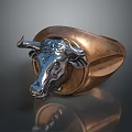 Fashionable Bull Head Ring With Metallic Copper Silver Finish And Unique Design