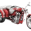 Red Motorcycle With Sidecar Chrome Wheels And Silver Stripes Custom Design