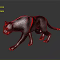 Black Panther With Red Stripes Glowing Red Eyes And Red Claws Walking