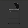 Grill With Open Lid On Metal Stand Featuring Tabletop Drawer And Lower Shelf 3d model