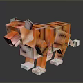 Pixel Art Tiger With Orange Black Stripes And 3D Shiny Surface