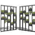 Vertical Greenery Partition Design With Hanging Plant Pots And Modern Panels