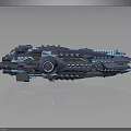 Futuristic Cosmic Spaceship Design With Blue Lights And Advanced Structure Details