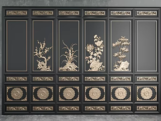 New Chinese style wall panel wall background combination 3d model