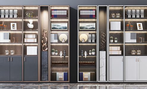 Light Luxury Bookcase Decorative Cabinet Combination 3d model