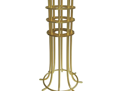 Golden Metal Stand With Multi Layer Circular Design And Slender Pillars 3d model