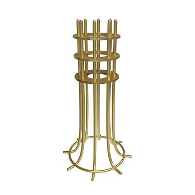 Golden Metal Stand With Multi Layer Circular Design And Slender Pillars 3d model