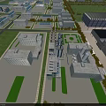 Aerial View of Modern Industrial Factory Complex with Multiple Buildings and Green Spaces