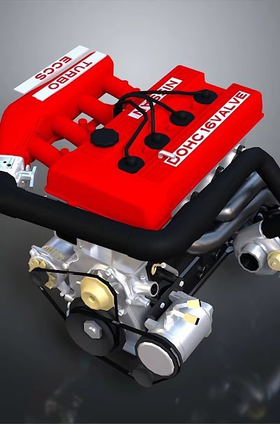 Sport Compact Tire with Red Black and Silver Design for High Performance Vehicles 3d model