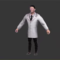 Man In White Lab Coat Standing As Medical Professional With Relaxed Arms On Gray Background