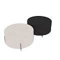 Modern Round Ottoman In Light And Dark Gray Fabric With Metal Legs