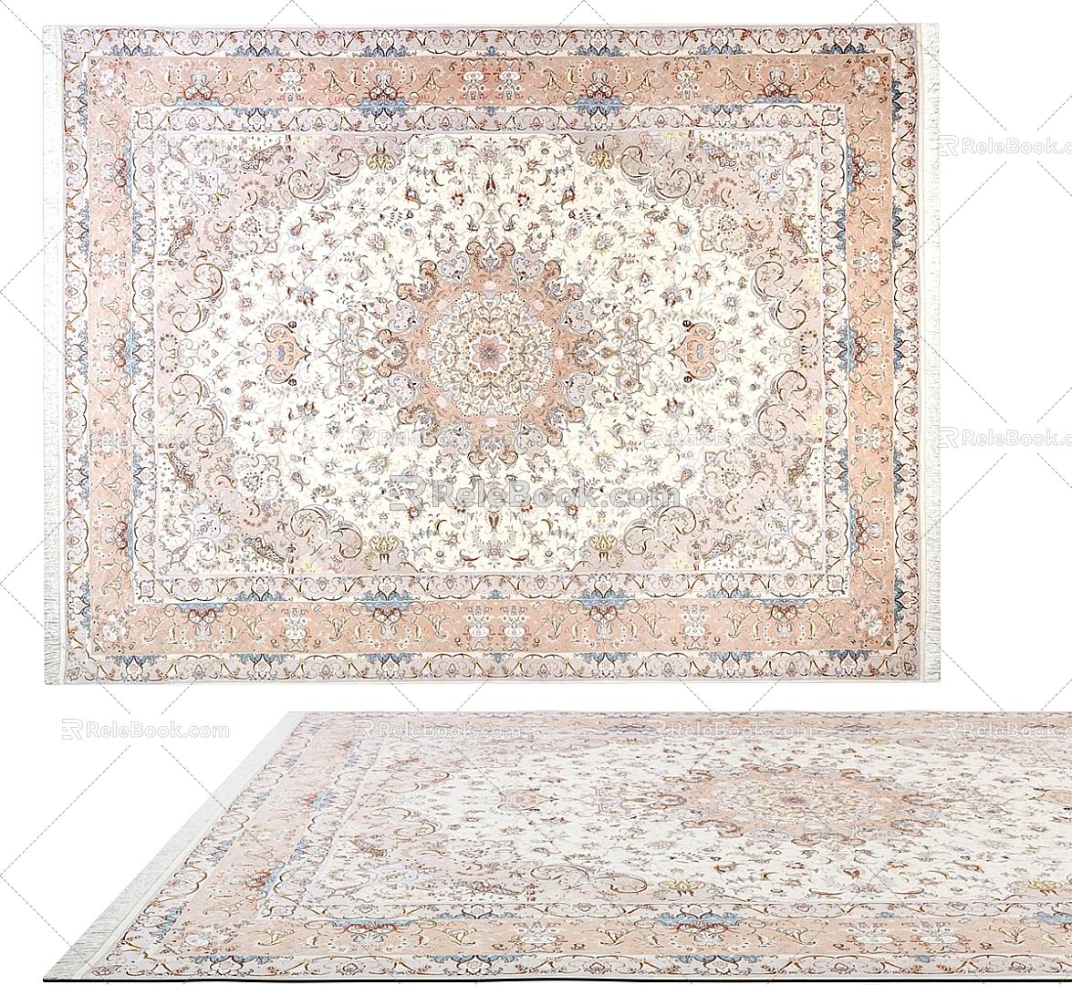 Carpet Nordic Ethnic Style Large Area Full of Crystal Velvet Persian Turkish Bedside Living Room American Retro European Country Square 3d model