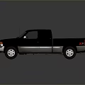 Black Classic Pickup Truck With Regular Cab Open Bed And Chrome Accents