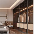 Elegant Modern Bedroom Interior Design With Large Windows Walk-in Closet And Plush Rug