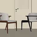 Modern Minimalist Dining Chairs With Brown Black Frames And White Upholstered Seats 3d model