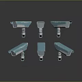 Multiple Blue Security Cameras Surveillance Equipment With Different Angles And Indoor Outdoor Use 3d model
