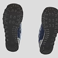 Navy Blue New Balance Retro Running Shoes With White Logo Gray Laces And Textured Sole