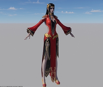 Modern costume martial arts game role beauty Cailin Dou Po 3d model