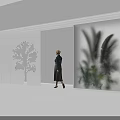Modern Shop Window Display With Tree Shadow Green Plants And Bright Lighting