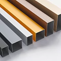Diverse Building Components Featuring Rectangular Tubes In Multiple Colors With Metal Wood Finishes 3d model