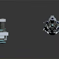 Two Futuristic Space Exploration Mechanical Models With Metallic Structure And Reflective Surface
