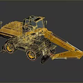 Yellow Wheeled Excavator with Large Arm and Heavy Duty Wheels for Construction Work
