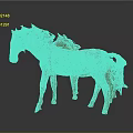 Hand Carved Wooden Horse Sculptures With Two Standing Artistic Textured Design