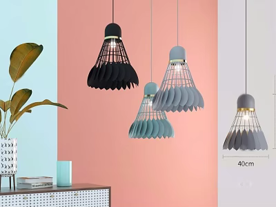 Modern Colorful Pendant Lights with Layered Leaf Design for Home Interior Decoration 40cm 3d model